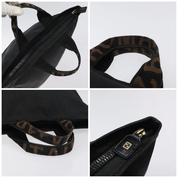 FENDI Hand Bag Nylon Black Gold Auth ep9113 - Picture 16 of 16